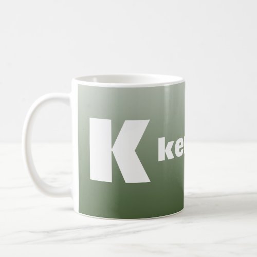 Green initial name minimal modern coffee mug