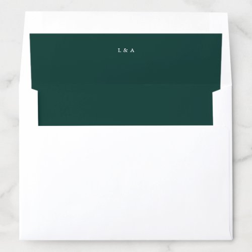Green Initials Monogram Minimalist Envelope Liner