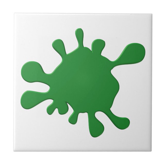 Green ink blot ceramic tile (Front)