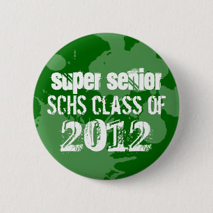 Green ink splatter school senior class of grunge button