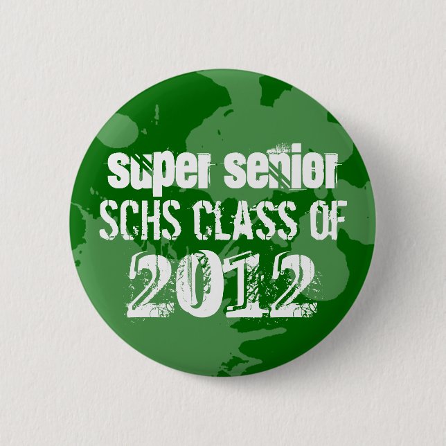 Green ink splatter school senior class of grunge button (Front)