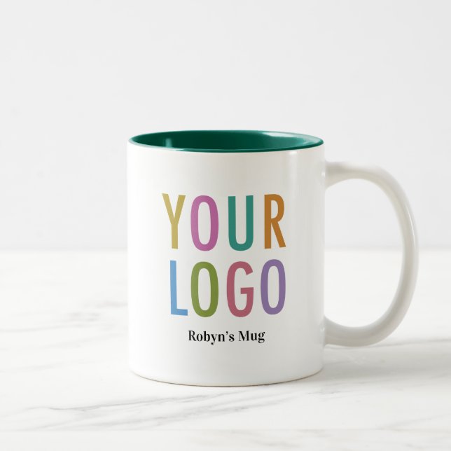 Green Inner Coffee Mug with Name Company Logo 11oz (Right)