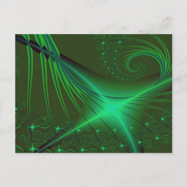 Green Interrumpted Fractal Art Postcard (Front)