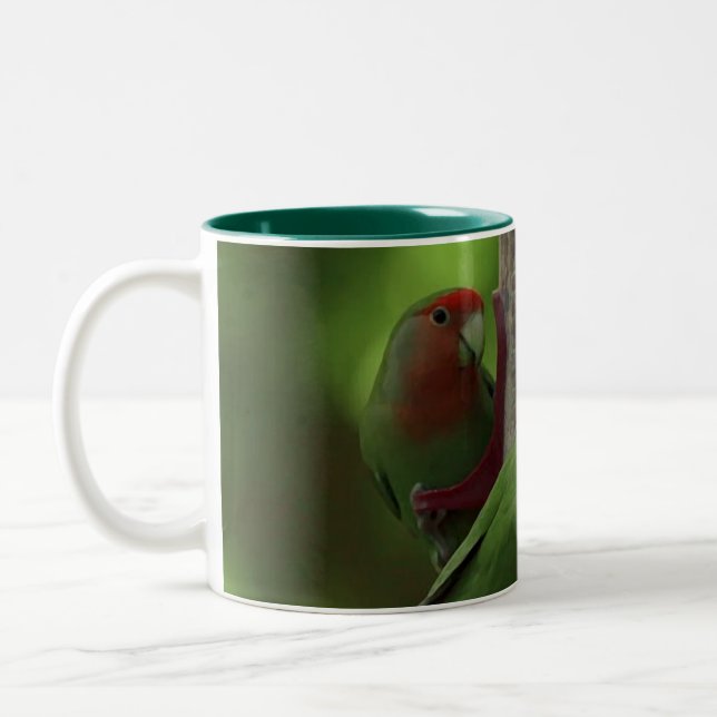 green_iphone bird Two-Tone coffee mug (Left)