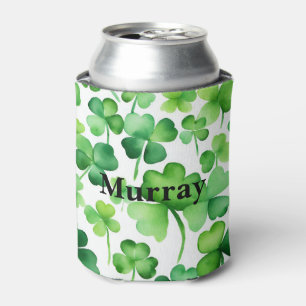 Green Ireland Shamrock Irish Surname Name Custom Can Cooler