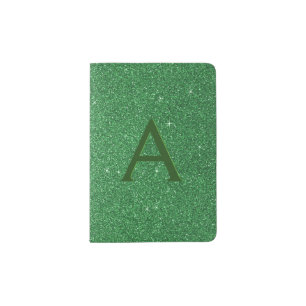 Green Ireland Sparkle Glitter Monogram Name Passport Holder