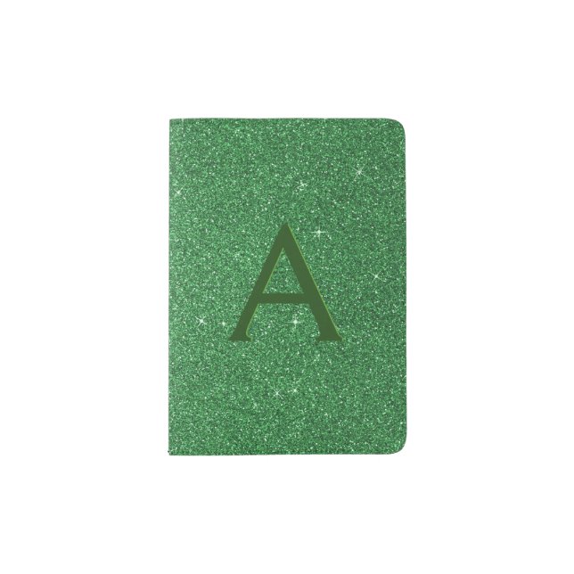 Green Ireland Sparkle Glitter Monogram Name Passport Holder (Front)