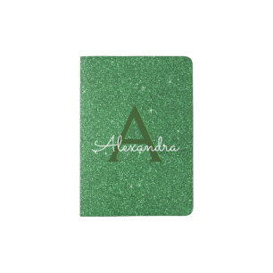 Green Ireland Sparkle Glitter Monogram Name Passport Holder