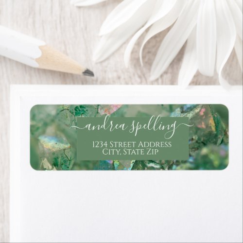 Green Iridescent Crystal Return Address label