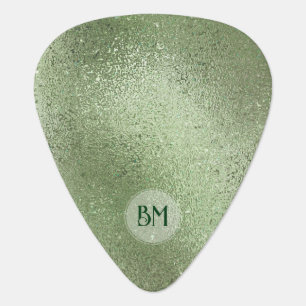 Green iridescent shimmering glass texture guitar pick