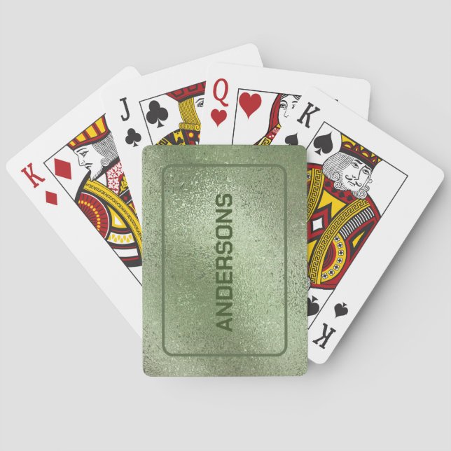 Green iridescent shimmering texture poker cards (Back)