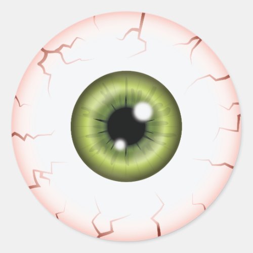 Green Iris Eyeball Scary Bloodshot Halloween Eye Classic Round Sticker