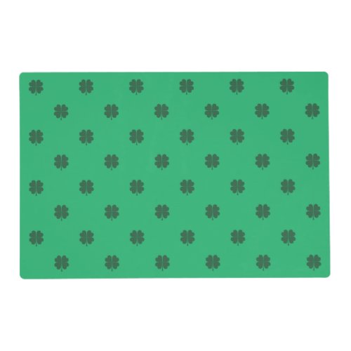 Green Irish 4 Leaf Clover Polka Dots Pattern Placemat