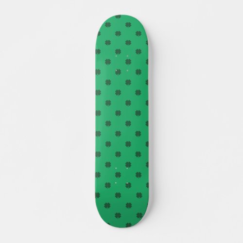 Green Irish 4 Leaf Clover Polka Dots Pattern Skateboard