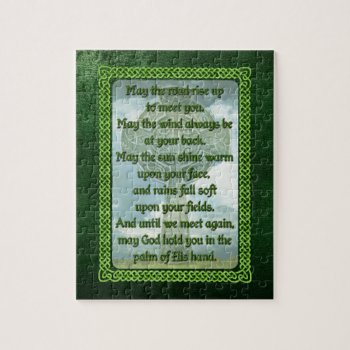 Green Irish Blessing Jigsaw Puzzle by packratgraphics at Zazzle