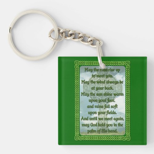 Green Irish Blessing Keychain