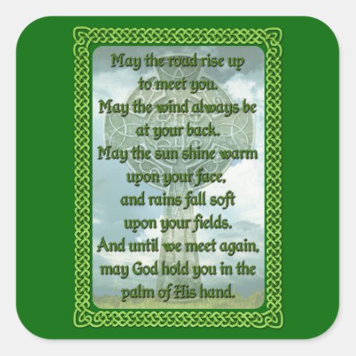 Green Irish Blessing Square Sticker