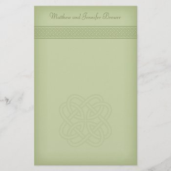 Green Irish Celtic Knot Personalized Stationary Stationery by CustomWeddingDesigns at Zazzle