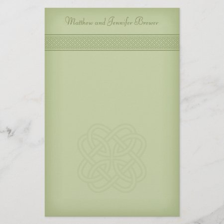 Green Irish Celtic Knot Personalized Stationary Stationery