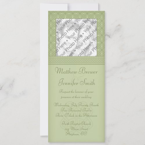 Green Irish Celtic Knot Photo Wedding Invitation
