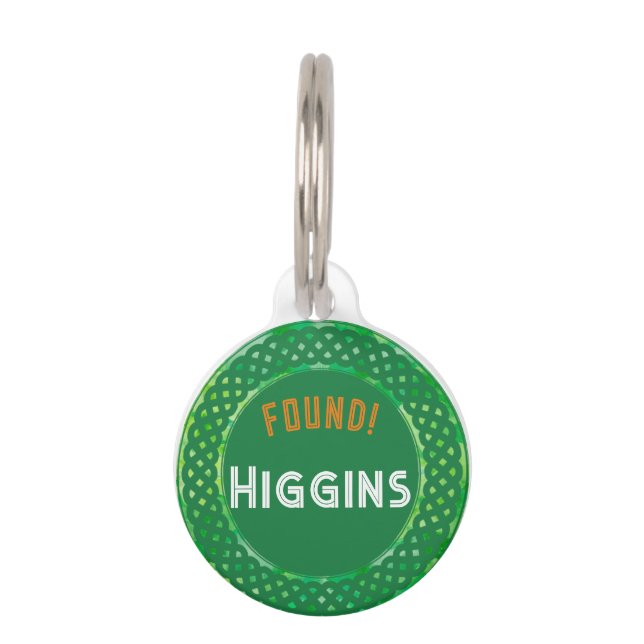 Green Irish Circle Pet ID Tag (Front)