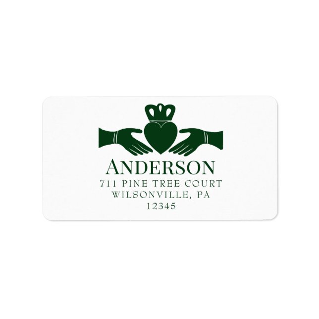 Green Irish Claddagh Ring Return Address Label (Front)