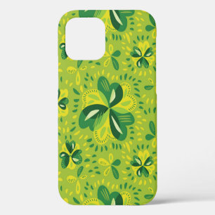 Green Irish Clover Pattern iPhone 12 Case