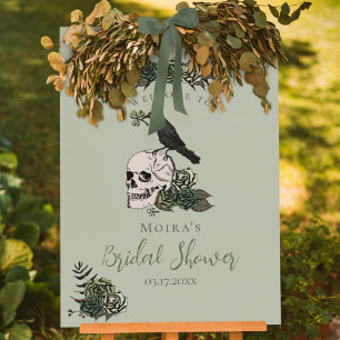 Green Irish Floral Skull Bridal Shower Welcome Foam Board