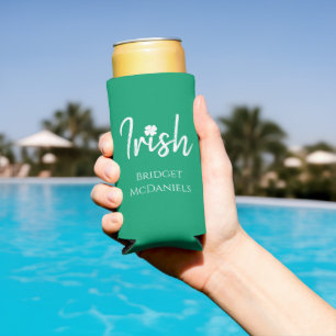 Green Irish Four Leaf Clover St Patricks Day     Seltzer Can Cooler