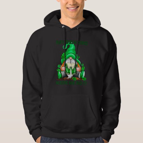 Green Irish Gnome Holding Beer St Patrick Gnome Hoodie