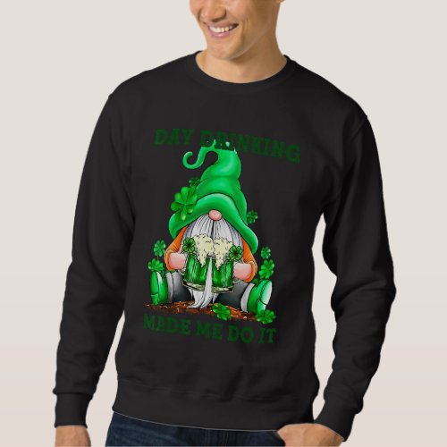 Green Irish Gnome Holding Beer St Patrick Gnome Sweatshirt