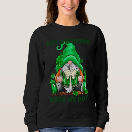 Green Irish Gnome Holding Beer St Patrick Gnome Sweatshirt