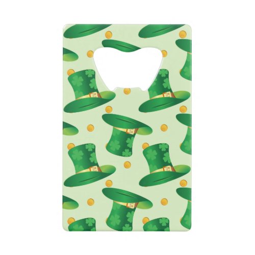 Green Irish Hat pattern  st patricks day design Credit Card Bottle Opener