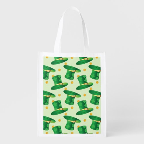 Green Irish Hat pattern  st patricks day design Grocery Bag