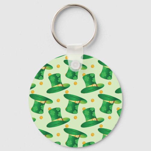 Green Irish Hat pattern  st patricks day design Keychain