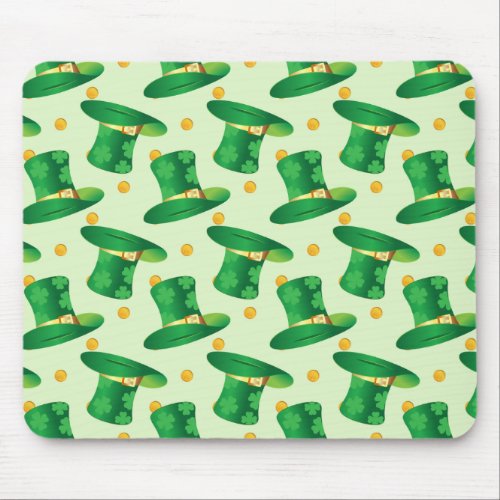 Green Irish Hat pattern  st patricks day design Mouse Pad