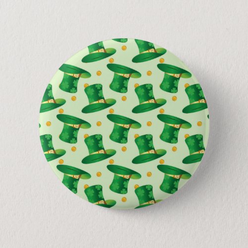 Green Irish Hat pattern  st patricks day design Pinback Button