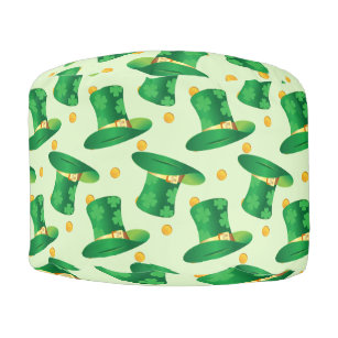Green Irish Hat pattern , st patrick's day design Pouf