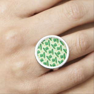 Green Irish Hat pattern , st patrick's day design Ring