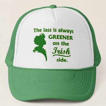 Green Irish Lass Trucker Hat by HaHaHolidays at Zazzle
