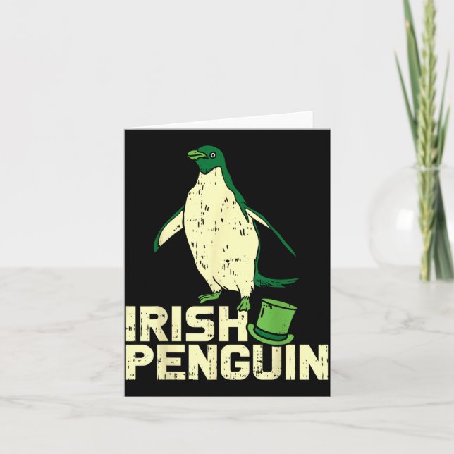 Green Irish Penguin Cute St Patricks Day Animal Lo Card (Front)