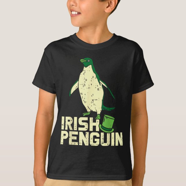 Green Irish Penguin Cute St Patricks Day Animal Lo T-Shirt (Front)