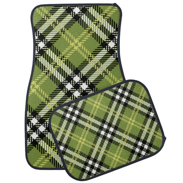 Green Irish Plaid Pattern Car Floor Mat (Set)