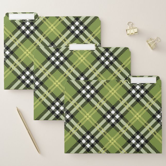 Green Irish Plaid Pattern File Folder (Set)