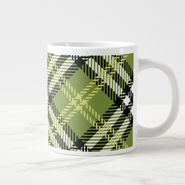 Green Irish Plaid Pattern Giant Coffee Mug (Right)