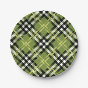 Green Irish Plaid Pattern Paper Plates