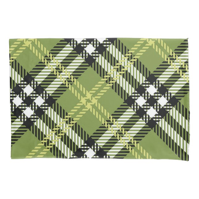 Green Irish Plaid Pattern Pillow Case (Front-Left)