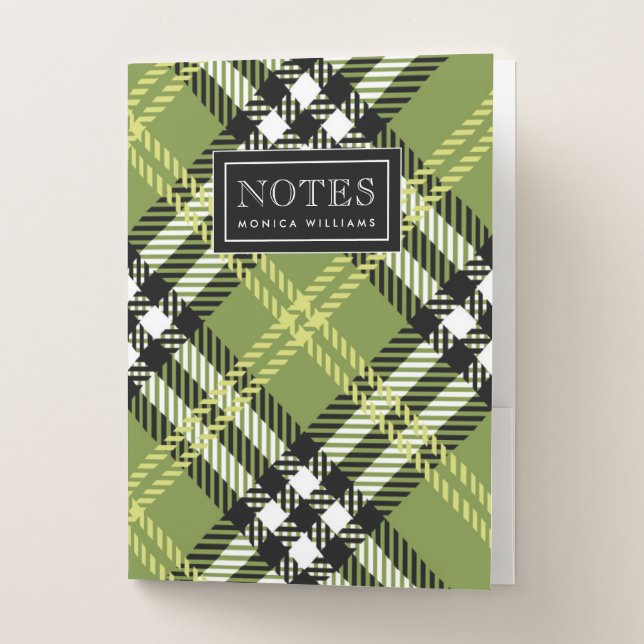 Green Irish Plaid Pattern Pocket Folder (Front)