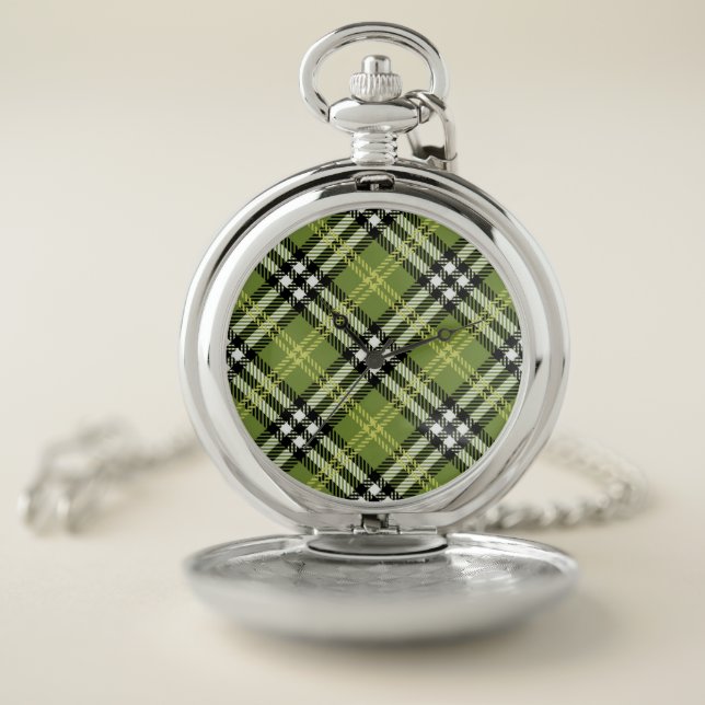 Green Irish Plaid Pattern Pocket Watch (Inside)