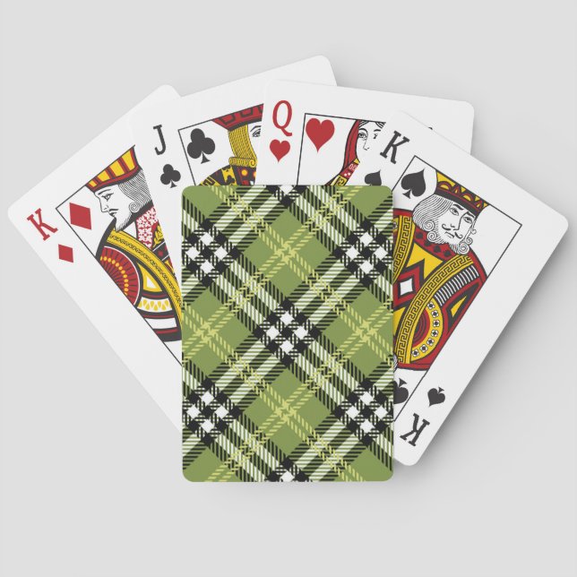Green Irish Plaid Pattern Poker Cards (Back)